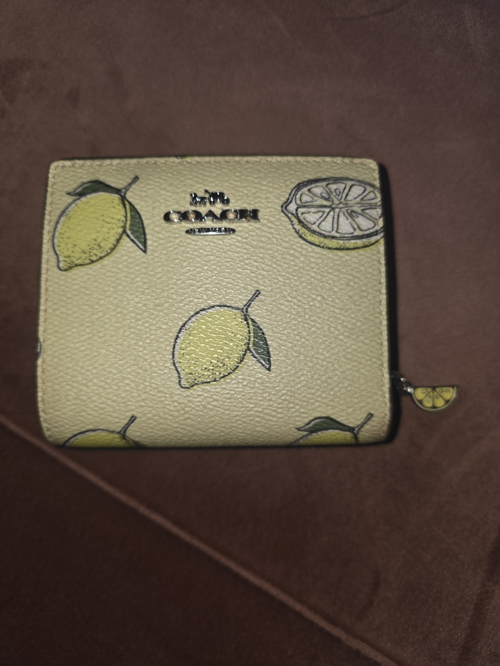 Coach Lemon Print Small Zip Wallet - Yellow